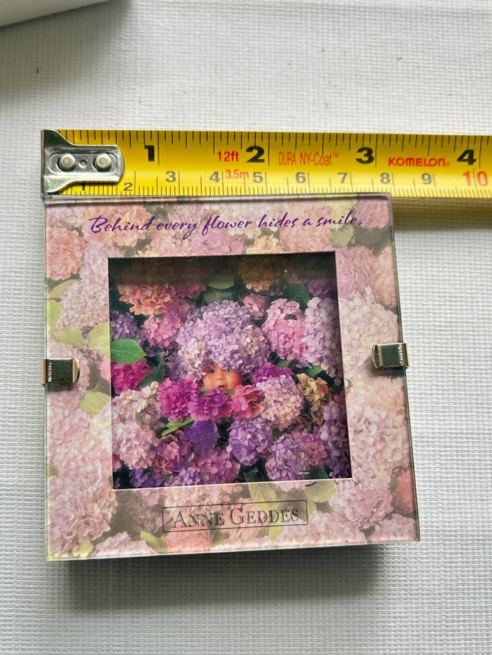 Hallmark Anne Geddes Glass Gallery Photo Frame Purple Lilacs 3” 1998 New In Box - Picture 10 of 11